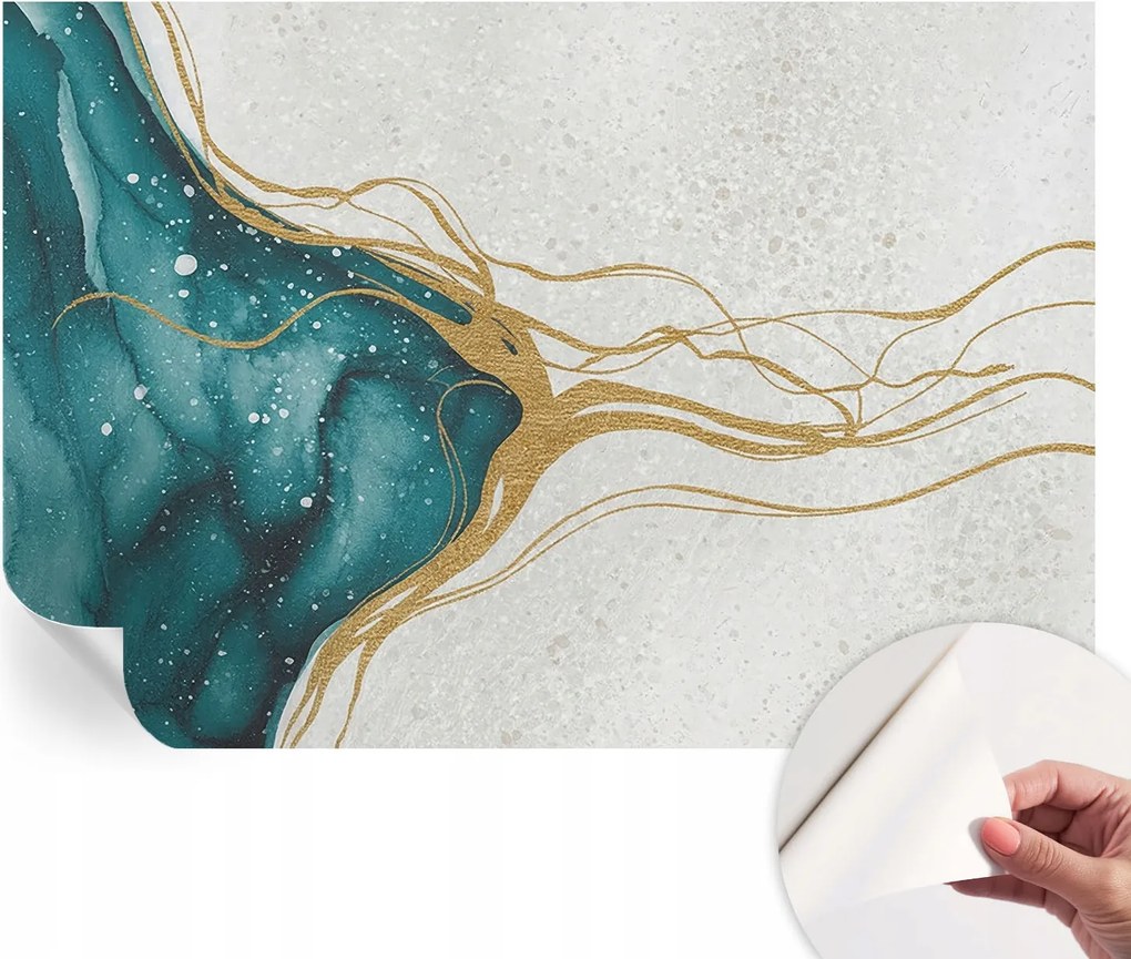 Öntapadós tapéta Divatos 3D fali ragasztó Türkiz vonalak 152x104 cm