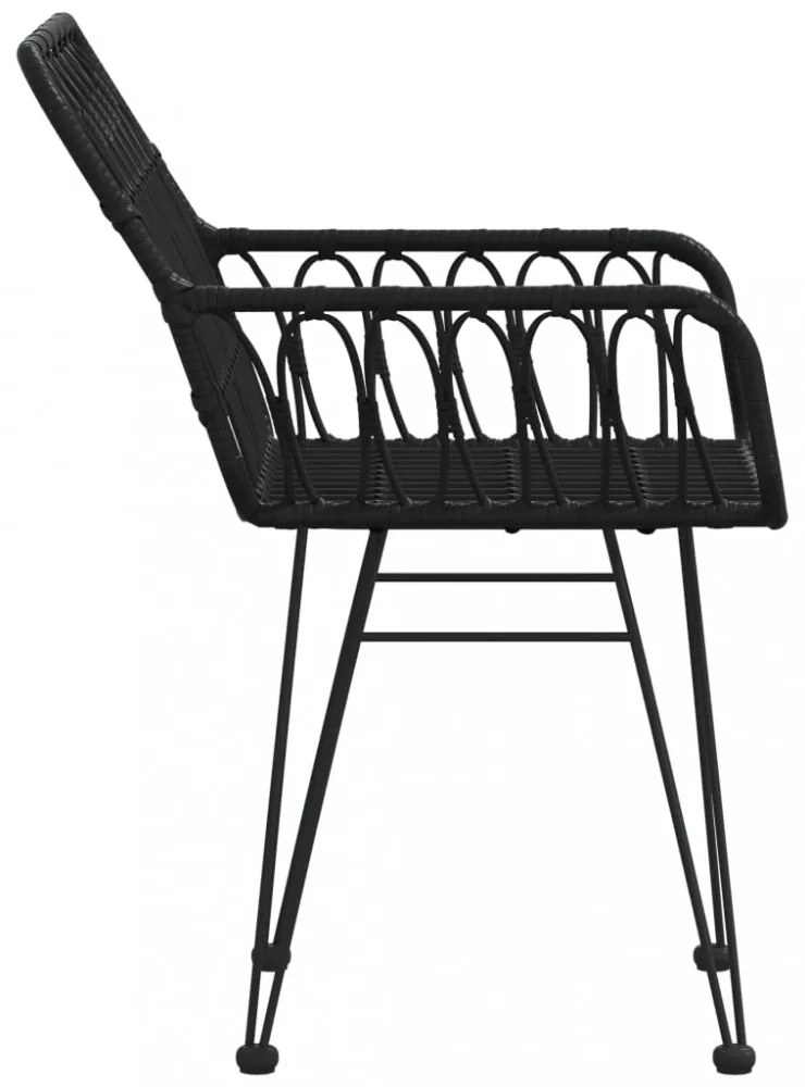 2 db fekete PE rattan karfás kerti szék 56 x 64 x 80 cm