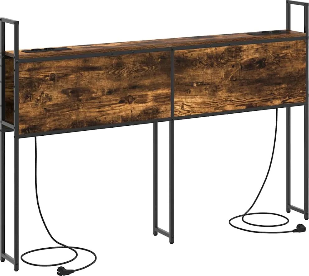 vidaXL Tárolós Fejtámla Töltő Állomással Füstölt tölgy Faanyag