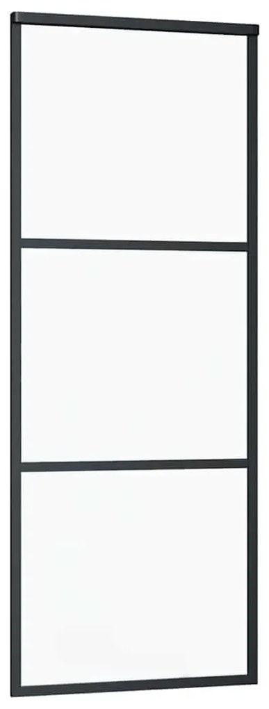 fekete ESG üveg tolóajtó fémszerelvény-szettel 76x205 cm