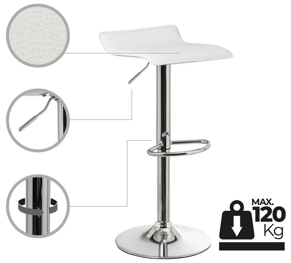 Fehér kárpitozott állítható magasságú bárszék szett 2 db-os (ülésmagasság 63 cm) – Casa Selección