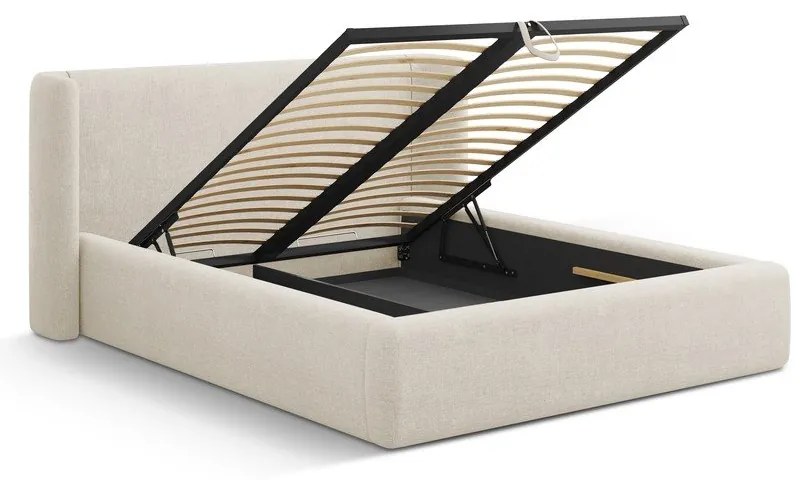 Krémszínű kárpitozott ágyneműtartós franciaágy ágyráccsal 200x200 cm Jason – Windsor & Co Sofas