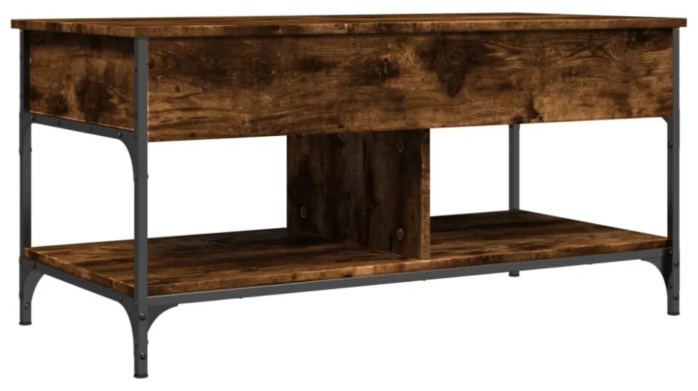 füstös tölgy szerelt fa és fém dohányzóasztal 100 x 50 x 50 cm