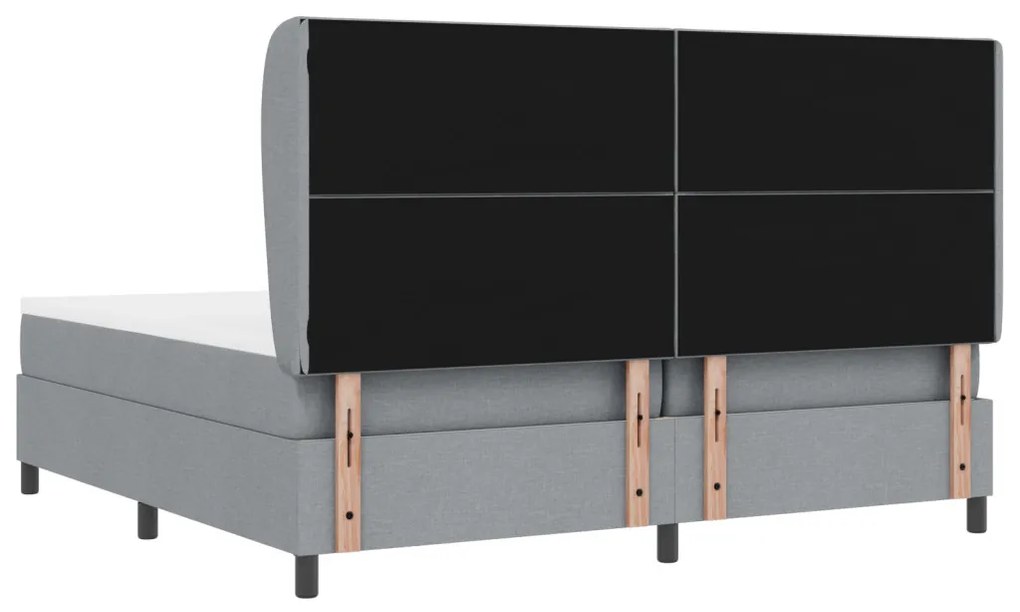 Boxspring Ágy Matraccal - Világosszürke, 200x200 cm Szövet