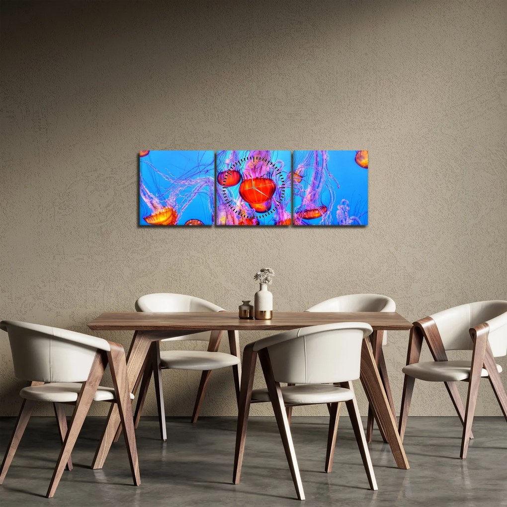 Medúza a tengerben képe (órával) (90x30 cm)