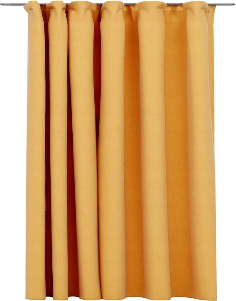 vidaXL sárga vászonhatású sötétítőfüggöny kampókkal 290 x 245 cm