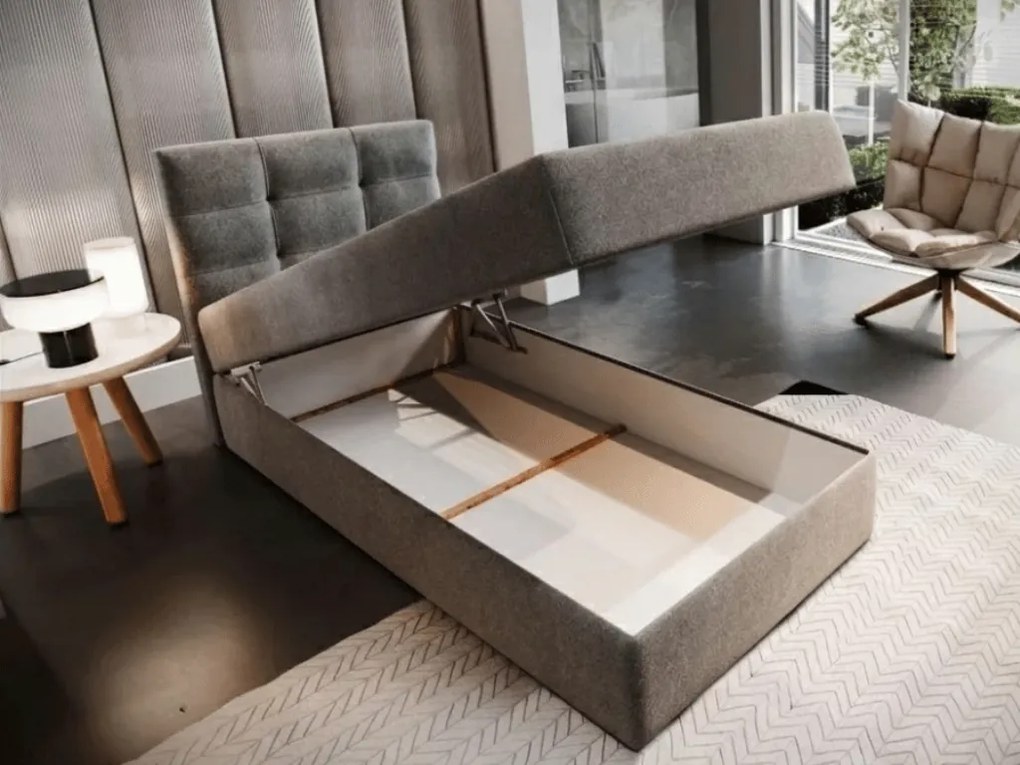 Kárpitozott boxspring ágy GLORIEN VELVET 90x200 cm szürke Matrac: Bonell rugós matrac