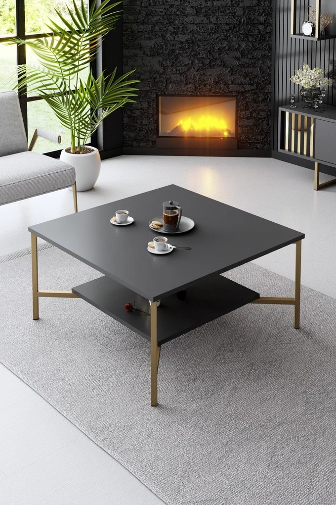 Dohányzóasztal Gold Line - Anthracite, Black