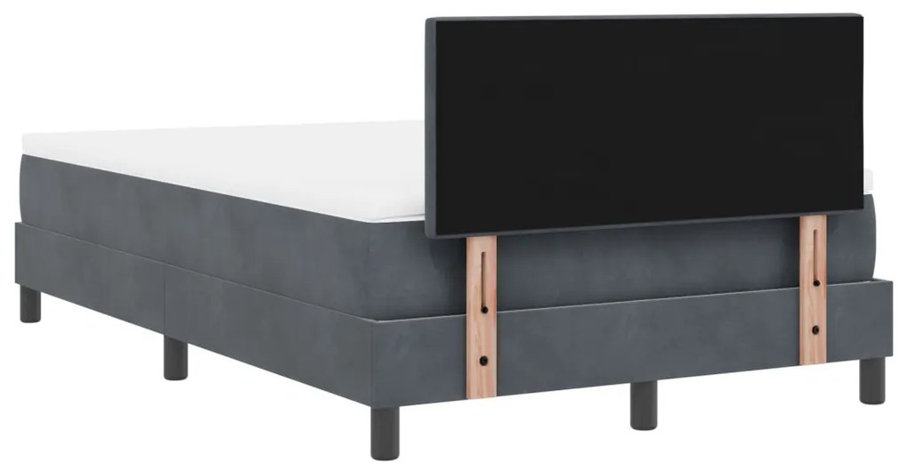 Boxspring Ágy Matraccal Sötétszürke Kis Kétszemélyes Bársonyos