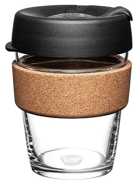 Fekete-barna utazóbögre 340 ml Brew Cork Black M – KeepCup