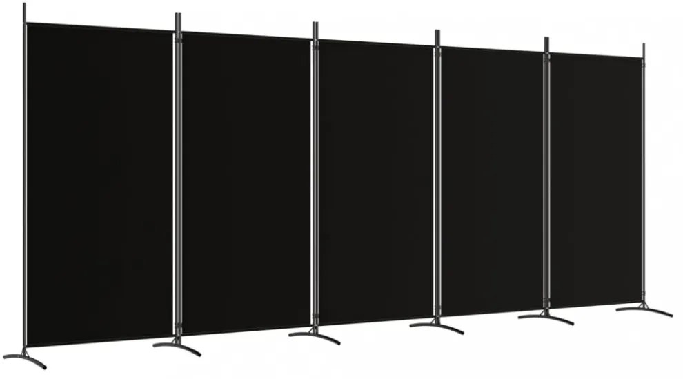 5 paneles fekete szövet térelválasztó 433x180 cm