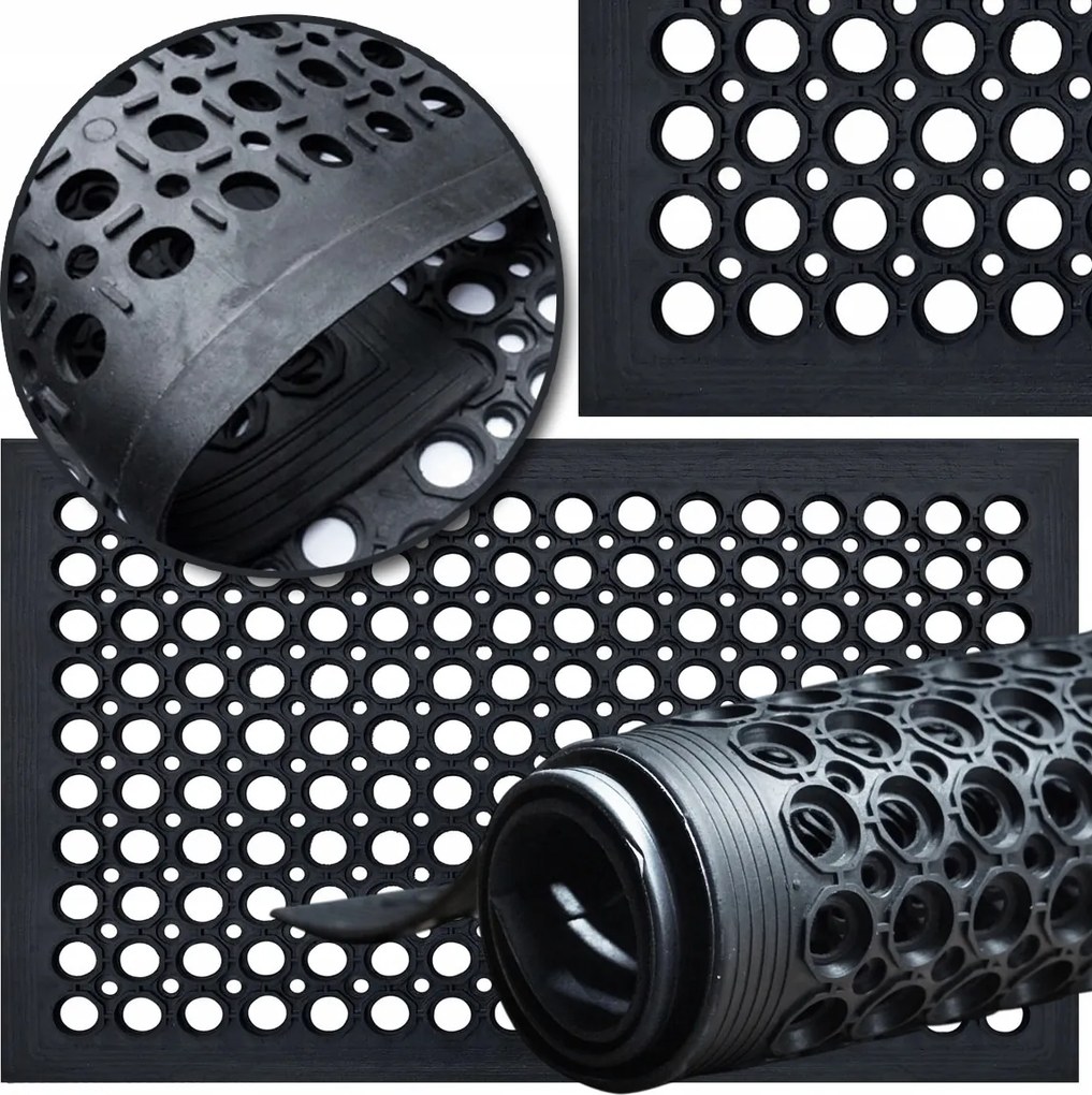 Lábtörlő Rácsos Gumi Lábtörlő Felhajtóval, Kültéri, Erős