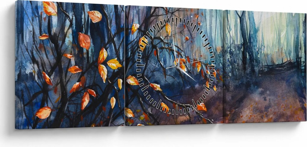 Kép - Az őszi nap sugarai (órával) (90x30 cm)