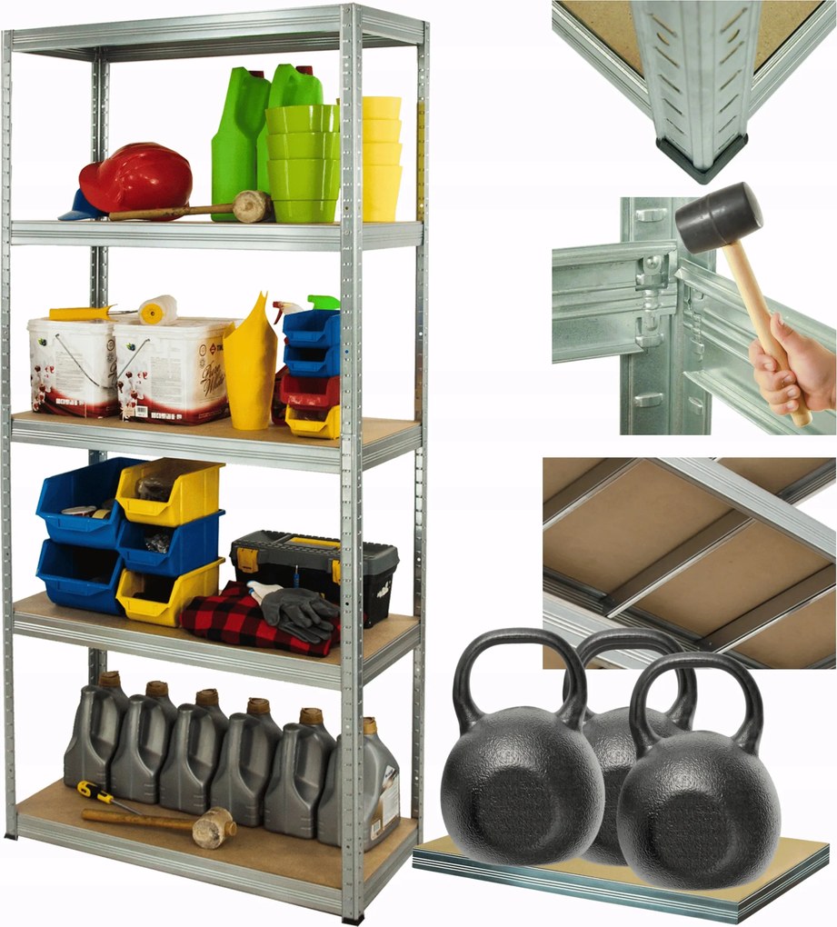 Horganyzott fém tároló állvány Helios 213x75x30cm 5Px350kg Tömör