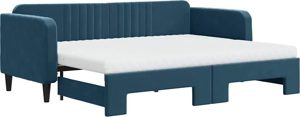 vidaXL kék kihúzható bársony heverő matraccal 80 x 200 cm
