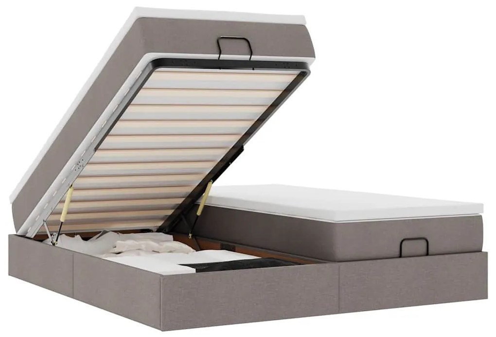 oszmán ágykeret matracokkal Taupe 180x200cm szövet