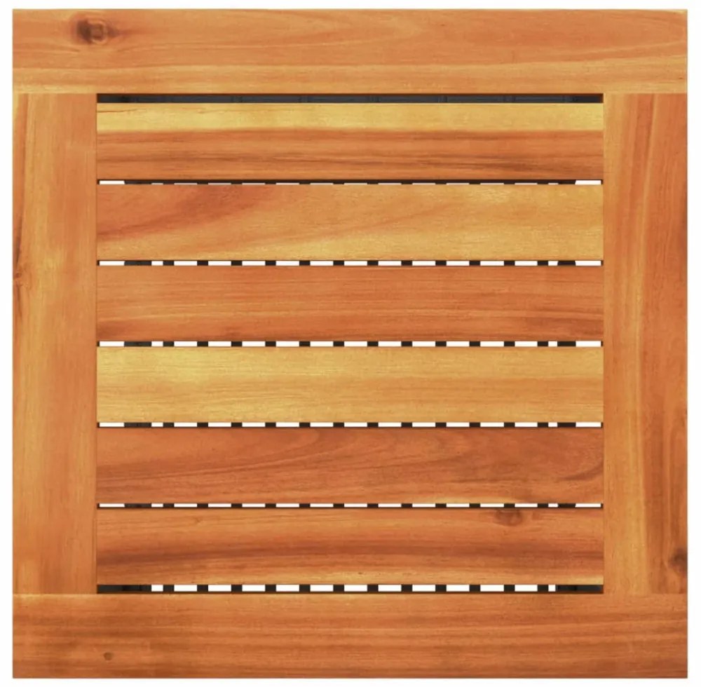 fekete polyrattan és akácfa kerti asztal 40 x 40 x 42 cm