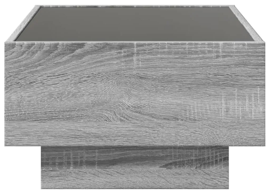 szürke sonoma szerelt fa dohányzóasztal LED-del 70 x 50 x 30 cm