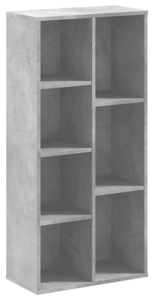 betonszürke szerelt fa könyvespolc 50x25x105 cm