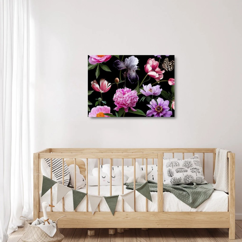 Üveg kép - Virágok illusztrációja (70x50 cm)