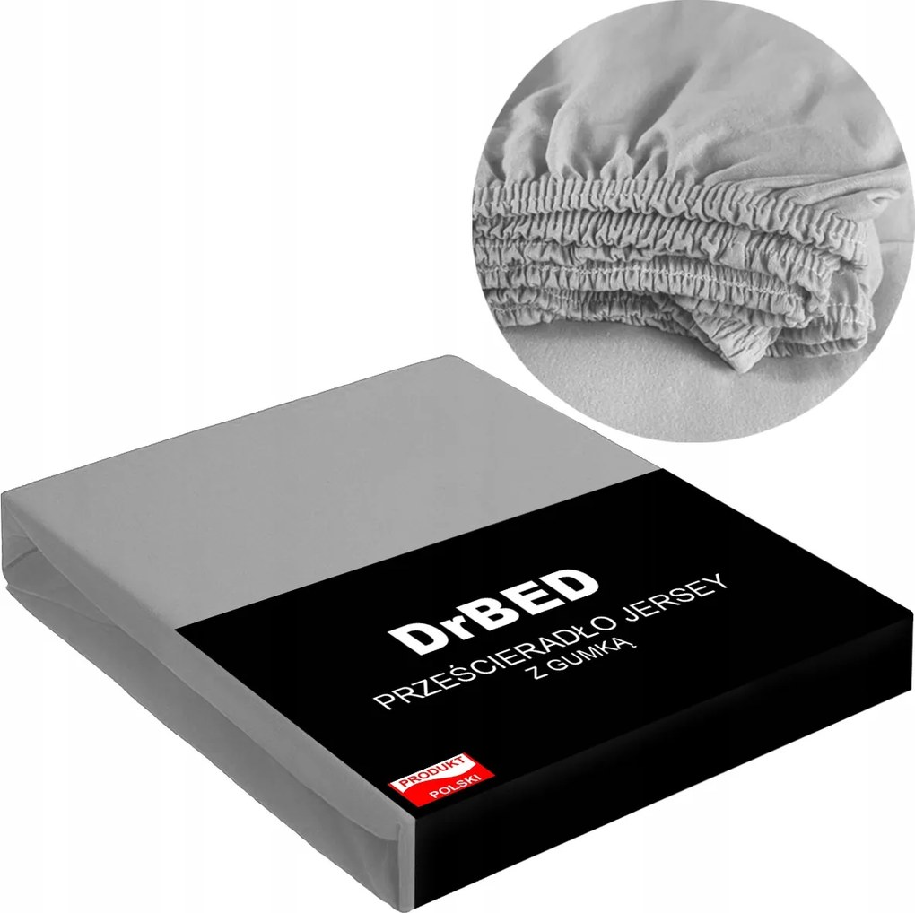 Gumis lepedő 140x200 Jersey Pamut Elasztikus Szürke Lengyel