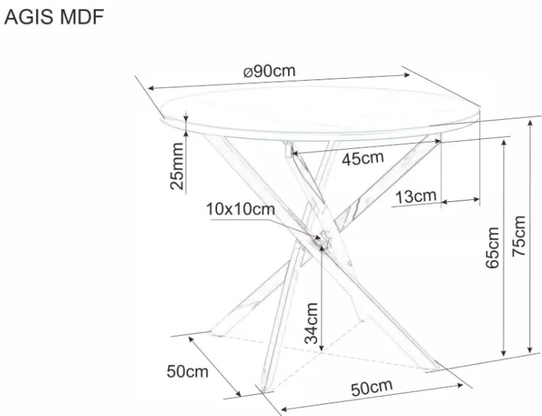 AGIS kerek étkezőasztal dió/fekete 90 cm