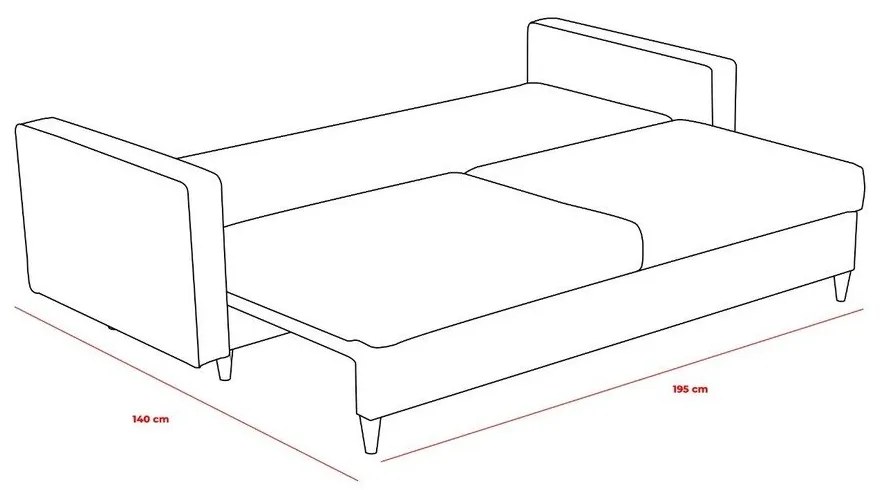 Világosbarna kinyitható kanapé 210 cm Eva – Balcab Home