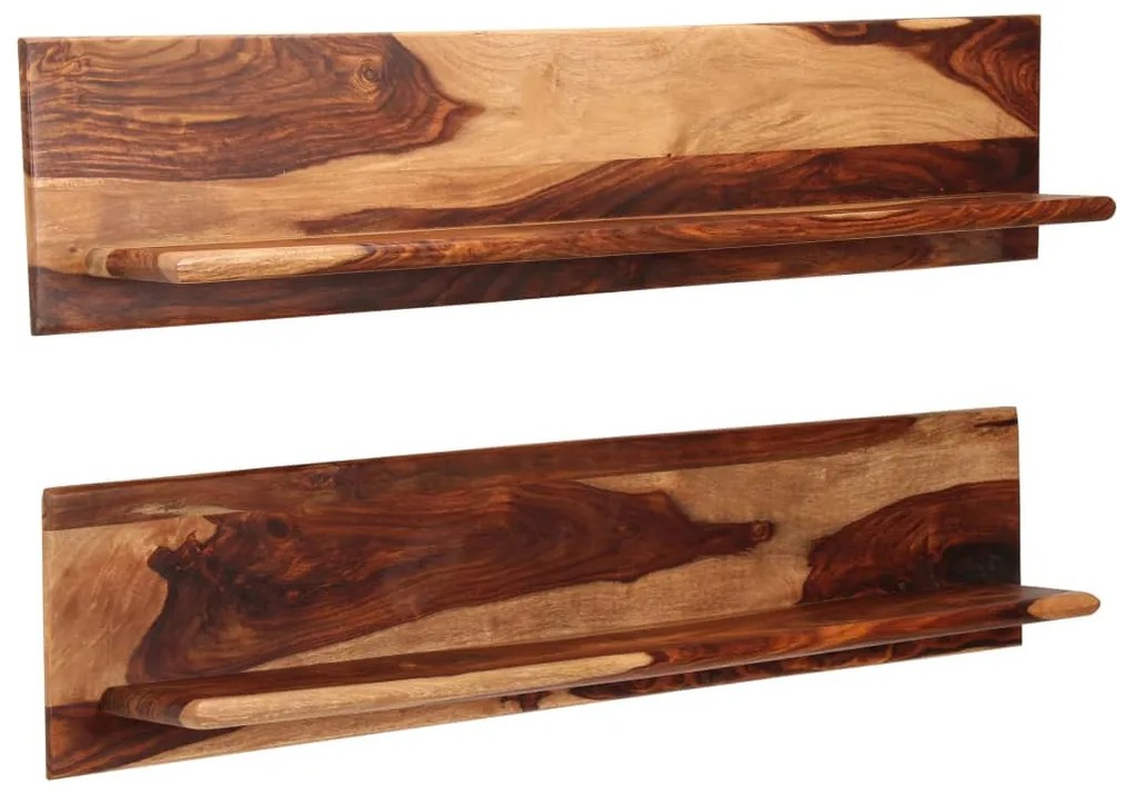 2 db tömör akácfából fali polc 118x26x20 cm