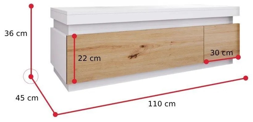 SELAH fürdőszoba szekrény a mosdó alatt, 110x36x45, Lefkas tölgy/fekete