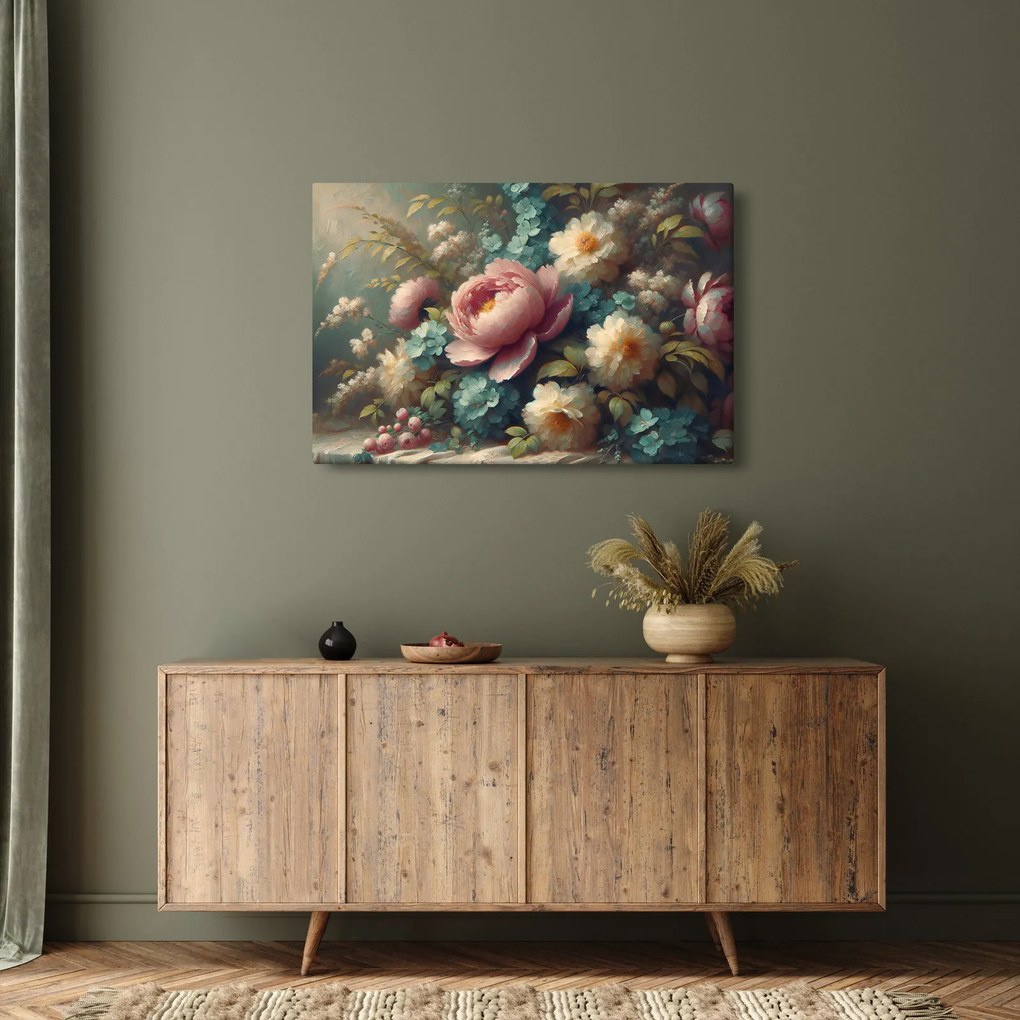 Kép - Természet csendélet virágokkal - festmény (90x60 cm)