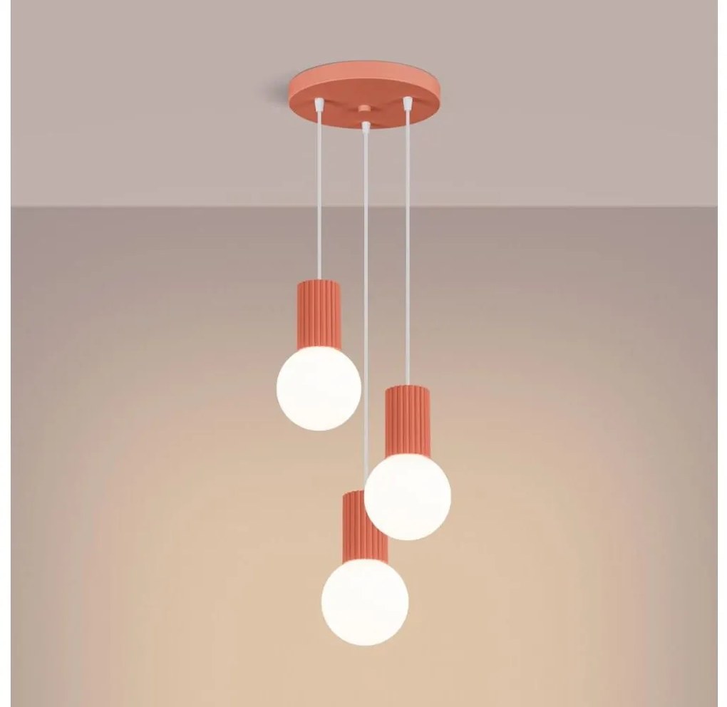 Sollux SL.1755 - Csillár zsinóron HALO 3xG9/8W/230V átm. 25 cm rózsaszín