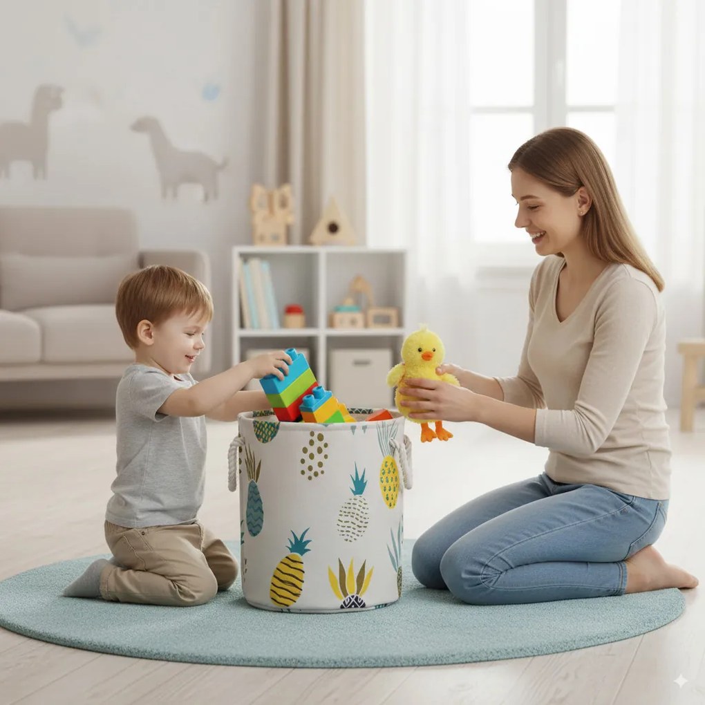 Ananászos tároló kosár 35 x 40 cm - m méret