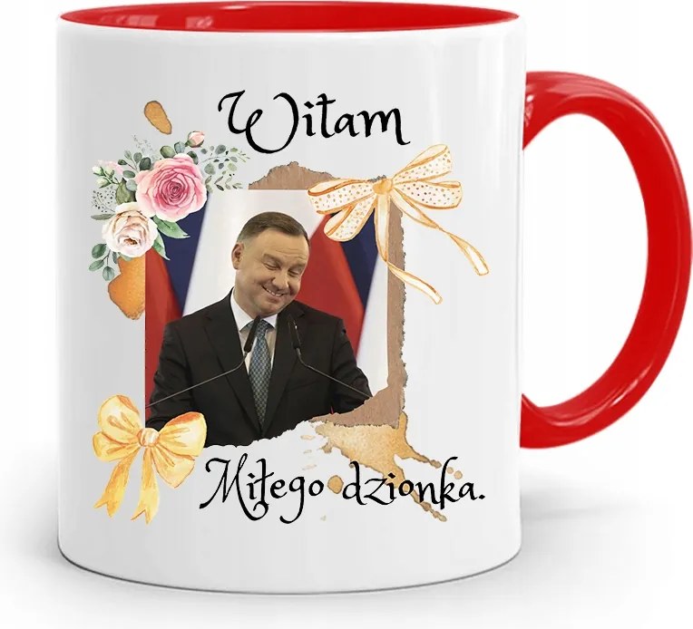 Piros Elnöki Bögre Andrzej Duda Pis Egészség felirattal