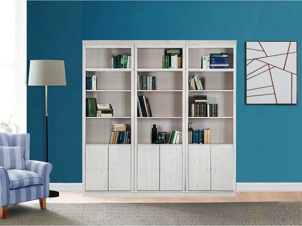 Fehér borovi fenyő könyvespolc 222x223 cm Anita – Støraa