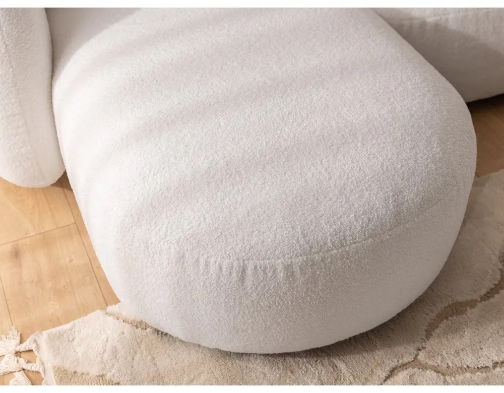 Krémszínű buklé sarokkanapé (bal oldali-heverő résszel) Orbit – Ropez