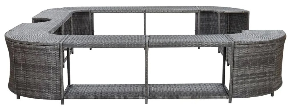 Szürke négyszög alakú polyrattan pezsgőfürdőkeret 268x268x55 cm
