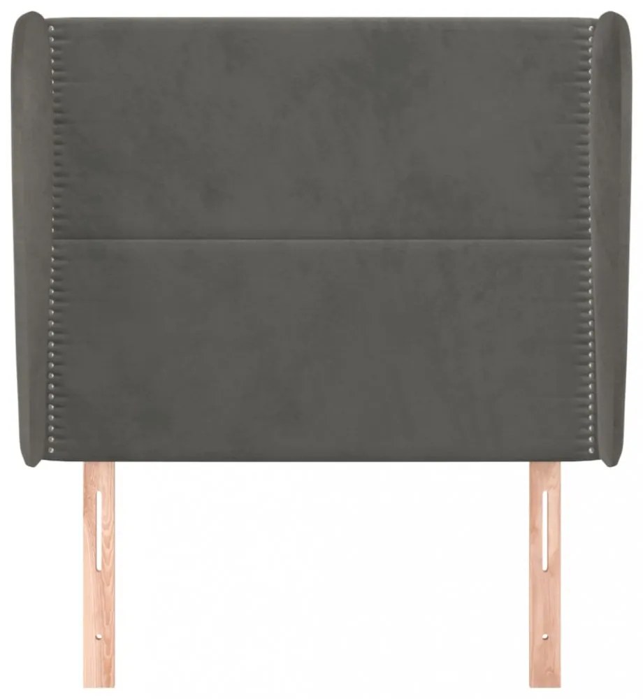 sötétszürke bársony fejtámla szárnyakkal 103 x 23 x 118/128 cm
