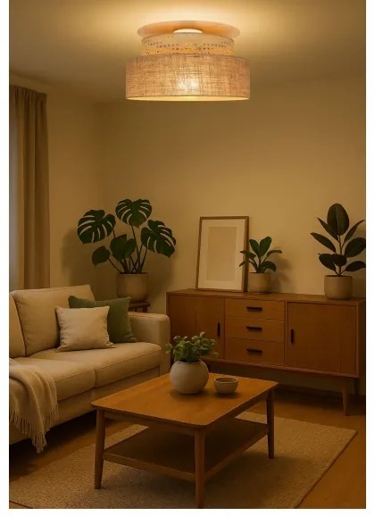 Mennyezeti lámpa BOHO 1xE27/60W/230V átm. 40 cm rattan