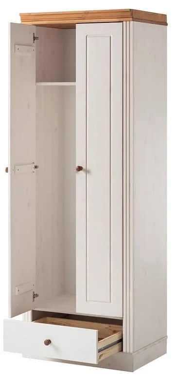 Fehér borovi fenyő ruhásszekrény 65x180 cm Anita – Støraa