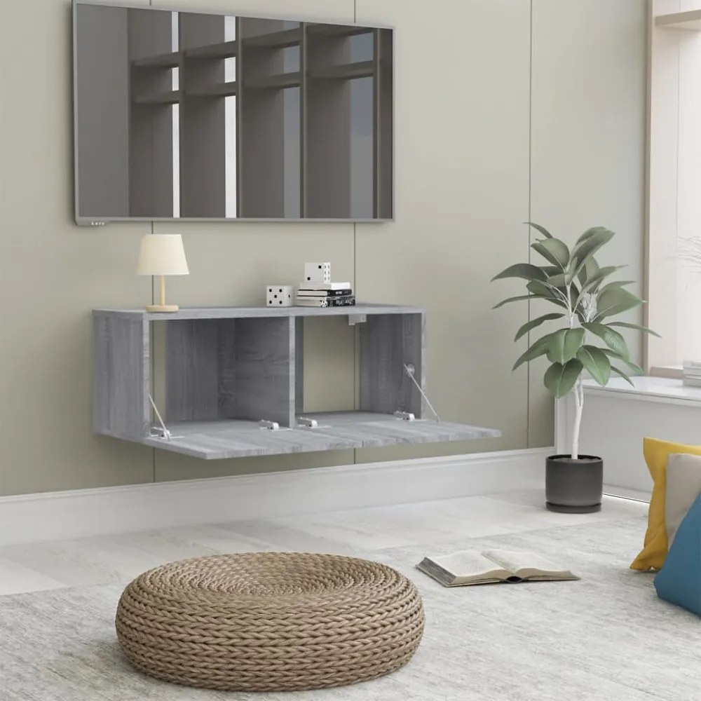 szürke sonoma színű szerelt fa TV-szekrény 80x30x30 cm