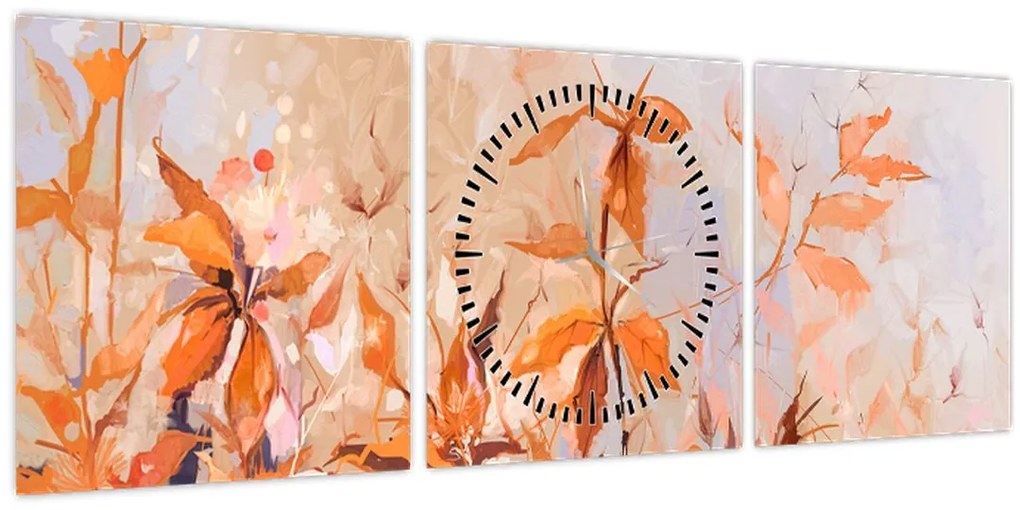 Kép - Festett virágok (órával) (90x30 cm)