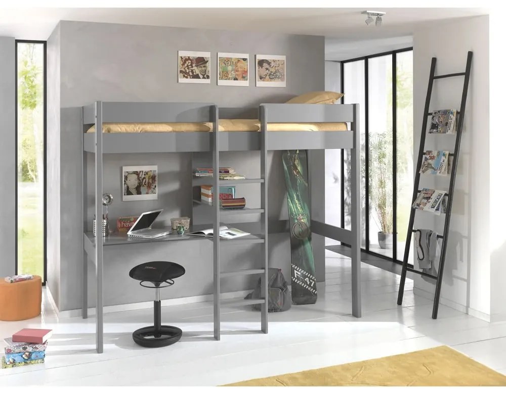 Szürke magasított gyerekágy 90x200 cm Pino - Vipack