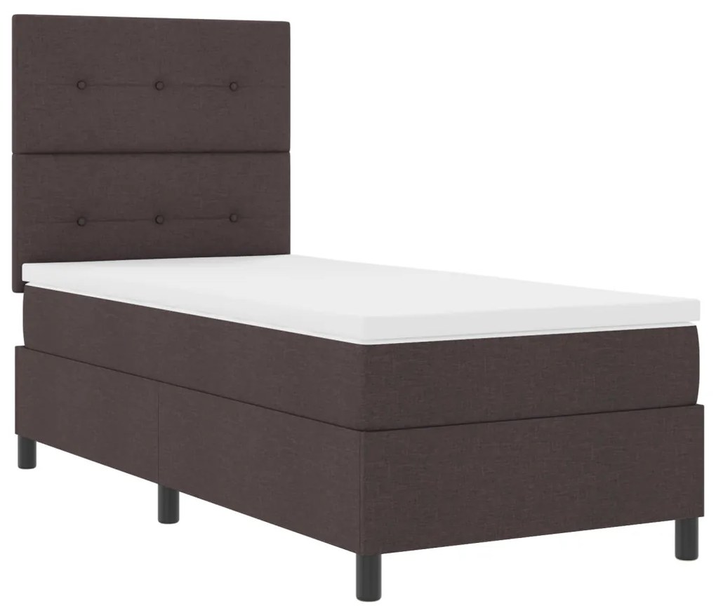 Box Spring Ágy Matrac Sötétbarna 90x200 cm Szövet