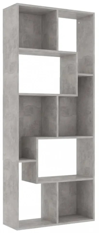 betonszürke szerelt fa könyvszekrény 67 x 24 x 161 cm