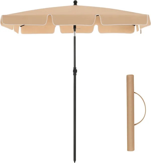 Téglalap alakú napernyő 2 × 1,25 m, UPF 50+ védelem, dönthető, talp nélkül, taupe