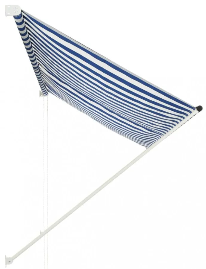 feltekerhető kék és fehér napellenző 250 x 150 cm