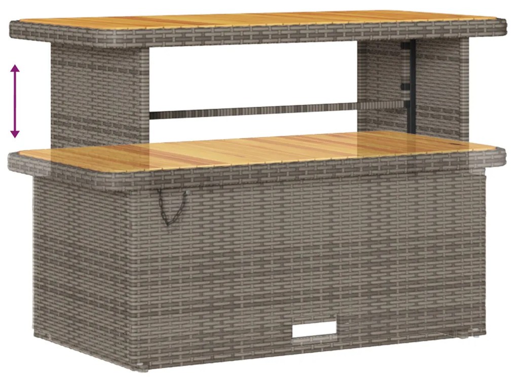 13 Darabos Kert Sofa Szett Párnákkal Szürke Poli Rattan Akác