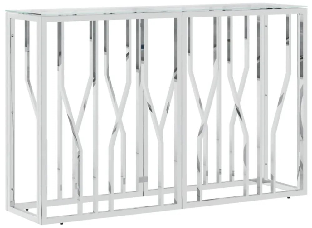 üveg és rozsdamentes acél tálalóasztal 110x30x70 cm
