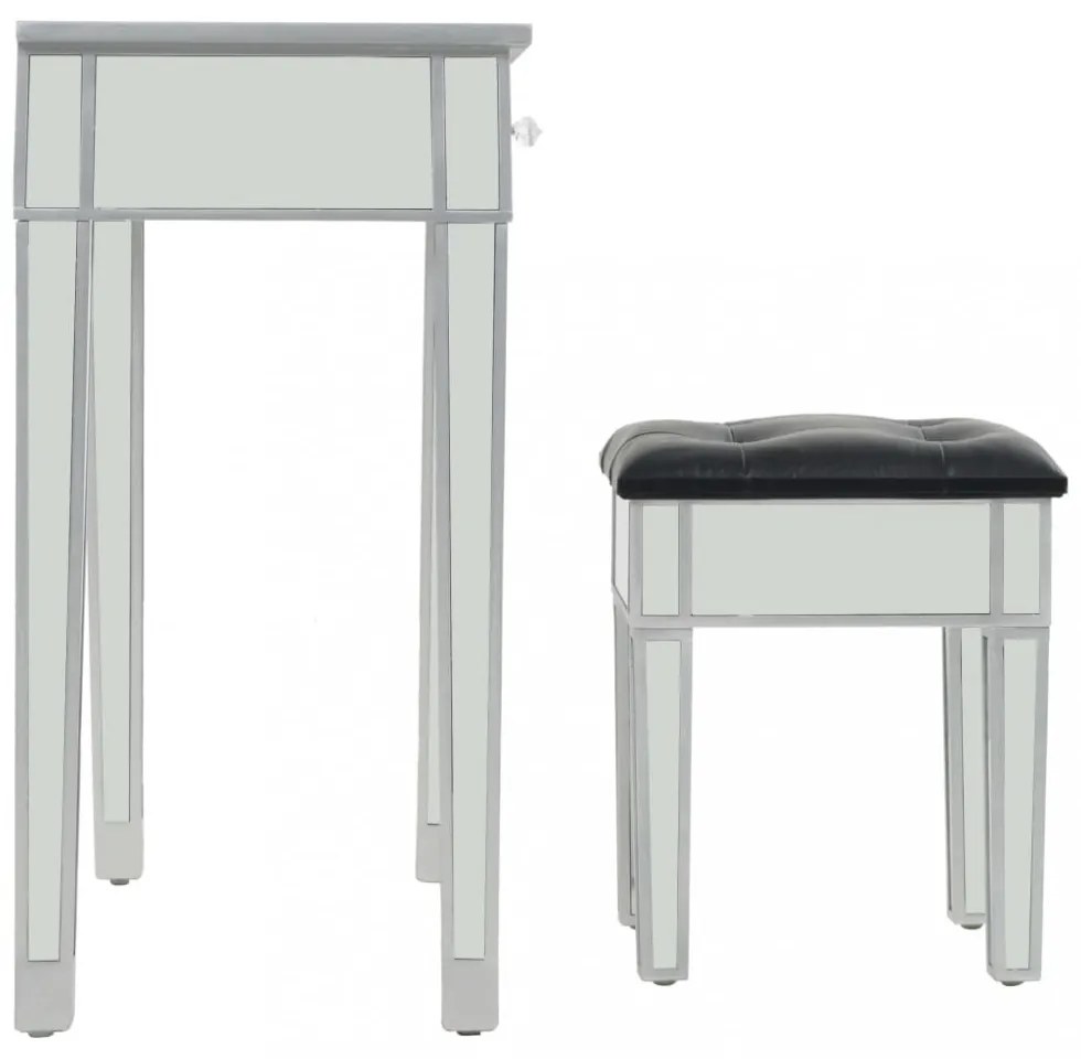 tükrös MDF / üveg öltözőasztal ülőkével