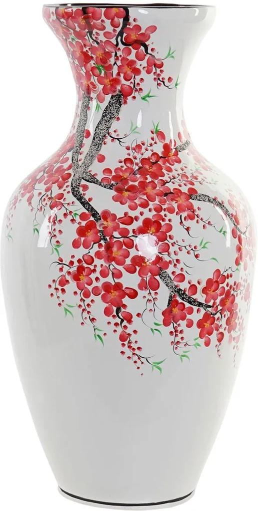 Fa váza fehér piros cseresznyefa festett